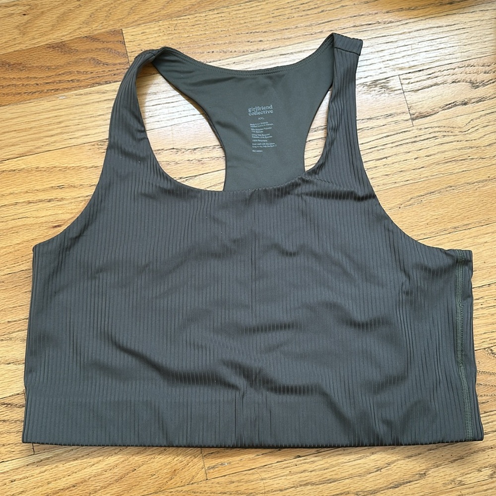 Girlfriend Collective Ribbed Racerback Sports Bra NEW without tags Green